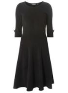 Dorothy Perkins *tall Black Bow Sleeve Fit And Flare Dress