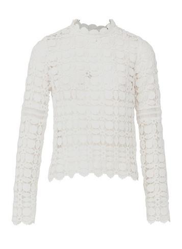 *izabel London White Sheer Crochet Blouse