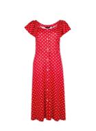 Dorothy Perkins Red Spot Print Bardot Midi Dress