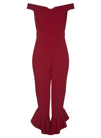 Dorothy Perkins *quiz Berry Bardot Frill Jumpsuit