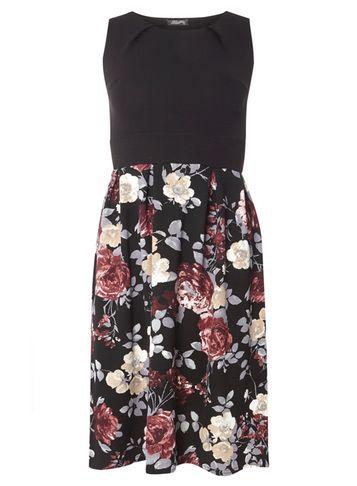 Dorothy Perkins *feverfish Black Printed Flared Dress