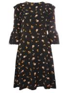 Dorothy Perkins *tall Black Floral Print Ruffle Skater Dress