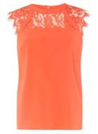 Dorothy Perkins Coral Lace Detail Shell Top
