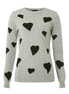Dorothy Perkins Breast Cancer Care Gray Gem Heart Print Sweater