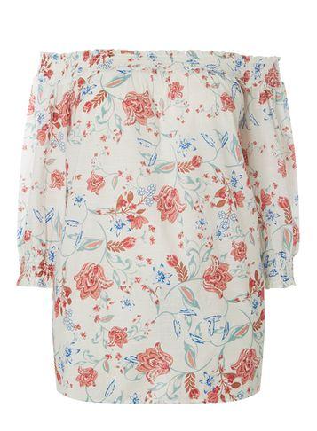 Dorothy Perkins Dp Curve Ivory Floral Print Bardot Top