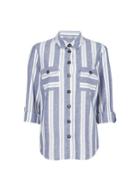 Dorothy Perkins Petite Navy And White Striped Shirt