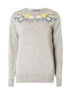 Dorothy Perkins *tall Grey Floral Embroidered Yoke Jumper
