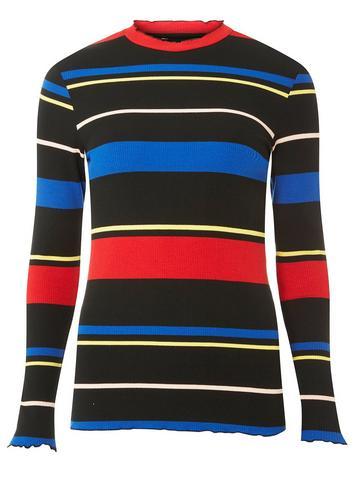 Dorothy Perkins Black Multi Stripe High Neck Top
