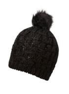 Dorothy Perkins Black Faux Fur Pom Beanie Hat