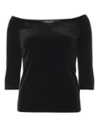 Dorothy Perkins Black Velour Bardot Top