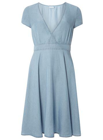 Dorothy Perkins *vila Blue V-neck Denim Skater Dress