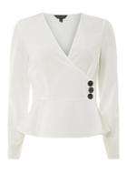 Dorothy Perkins *ivory Wrap Horn Button Top