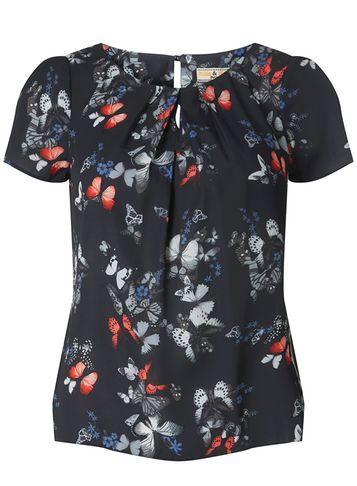 Dorothy Perkins *billie & Blossom Petite Navy Butterfly Print Top
