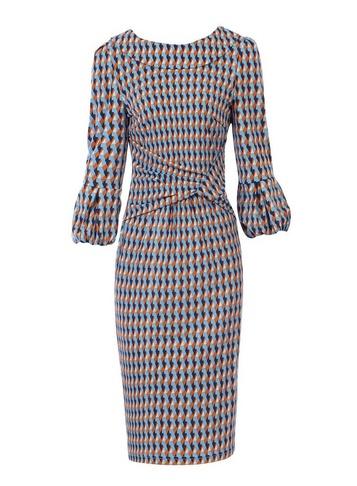 *jolie Moi Multi Colour Geometric Print Puff Sleeve Dress