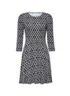 Dorothy Perkins Petite Multi Colour Geo Print Fit And Flare Dress