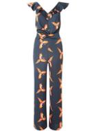 Dorothy Perkins Navy Bird Print Wide Leg Jumpsuit