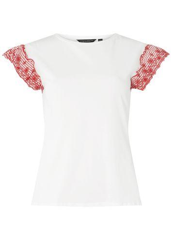 Dorothy Perkins White Broderie Frill Shell Top