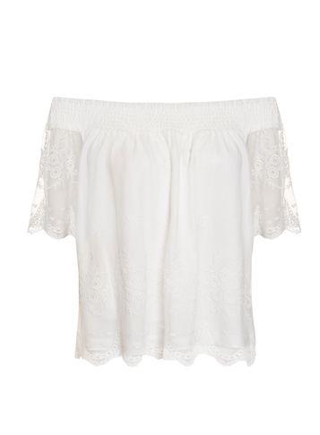 Dorothy Perkins *quiz White Bardot Mesh Gypsy Top