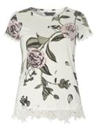 Dorothy Perkins *tall Floral Lace Trim Tee