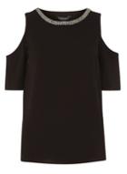 Dorothy Perkins Black Embellished Cold Shoulder Top