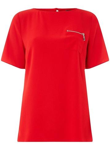 Dorothy Perkins Red Zip Pocket Top