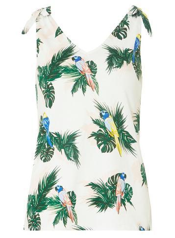 Dorothy Perkins Green Parrot Print Tie Shoulder Vest