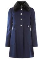Dorothy Perkins Navy Faux Fur Collar Coat