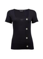 Dorothy Perkins Black Asymmetric Button Top