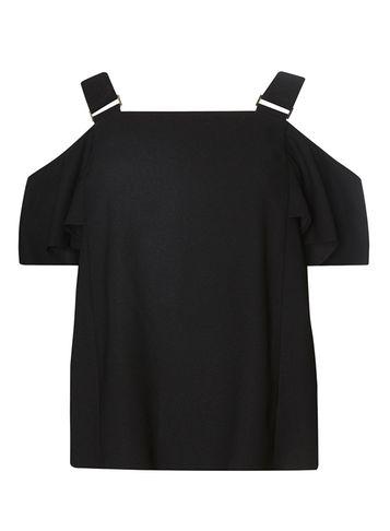 Dorothy Perkins Petite Black Cold Shoulder Top