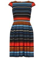Dorothy Perkins Orange And Black Stripe Cotton Fit And Flare Dress
