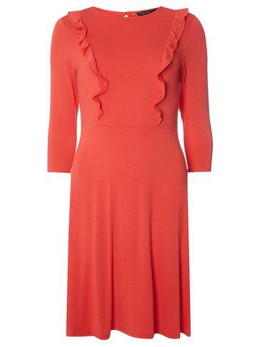 Dorothy Perkins Coral Ruffle Front Swing Dress