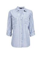 Dorothy Perkins Blue Striped Linen Shirt