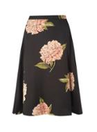 Dorothy Perkins Black Floral Satin Full Skirt