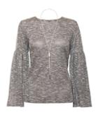 Dorothy Perkins *quiz Grey Ruffle Knitted Top With Necklace