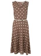 Dorothy Perkins *billie & Blssom Tall Taupe And White Spotted Dress