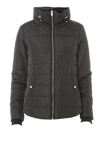 Dorothy Perkins Black Faux Fur Collar Puffer Jacket