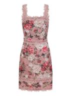 *paper Dolls Pink Rose Lace Printed Bodycon Dress