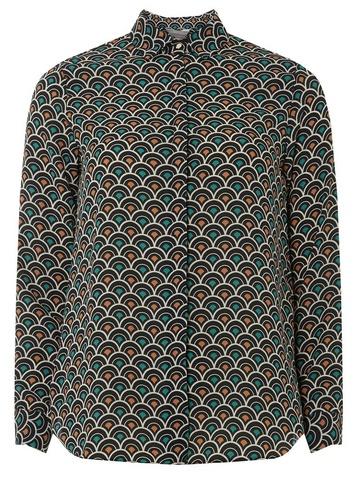 Dorothy Perkins Petite Teal Geometric Print Shirt