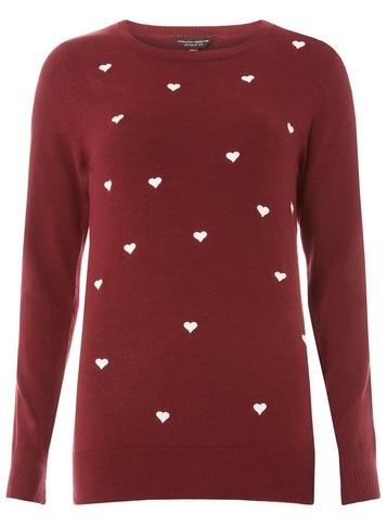 Dorothy Perkins Burgundy Heart Detail Jumper