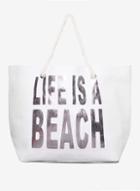 Dorothy Perkins White Life Is A Beach Shopper Bag