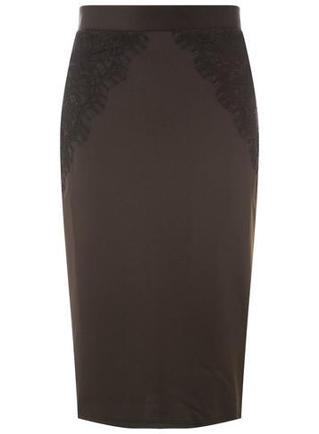 Dorothy Perkins Black Lace Scuba Pencil Skirt