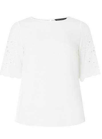 Dorothy Perkins Ivory Cutwork Short Sleeve Top
