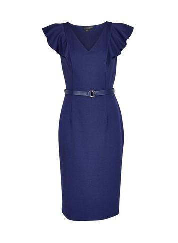 Dorothy Perkins *navy Ruffle Pencil Dress