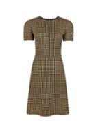 Dorothy Perkins Brown Tuck Sleeve Dogstooth Fit And Flare Dress