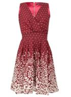 *tenki Maroon V-neck Leaf Print Dress
