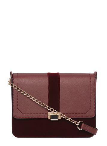 Dorothy Perkins Burgundy Velvet Cross Body Bag