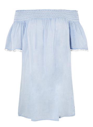 Dorothy Perkins *dp Beach Chambray Shirred Bardot Dress