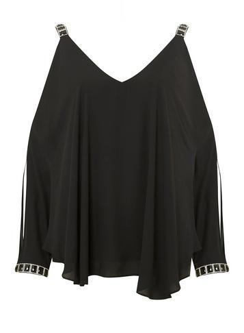 Dorothy Perkins Black Trim Cold Shoulder Top