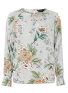 Dorothy Perkins Grey Floral Long Sleeve Top