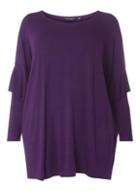 Dorothy Perkins Dp Curve Purple Frill Sleeve Jersey Top